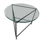 Table d'appoint ronde vintage. table basse ronde en verre épais. table de design industriel robuste. Table d'appoint ronde vintage. table basse ronde en verre épais. table de design industriel robuste.