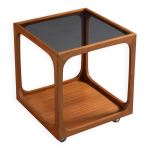 Table d'appoint roulante avec plateau en verre fum�