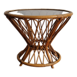 Table d'appoint en verre et rotin Table d'appoint en verre et rotin