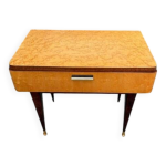 Table d appoint vintage annes 50 / 60 loupe de bois & pieds compas