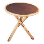 Table d'appoint vintage, bout de canap� avec plateau en simili