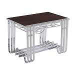 Table bar moderniste art deco noyer et m�tal nickel� vers 1930