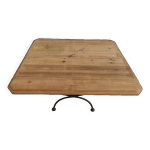 Table bass plateau en bois massif et son pied en fer forgé Table bass plateau en bois massif et son pied en fer forgé