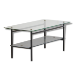 Table basse 1950 en mtal et double plateau en verre vintage 50's rockabilly coffee table