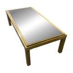 Table basse 1970 laiton et verre fum�