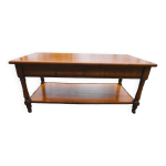 Table basse  2 plateaux et 2 tiroirs en merisier massif