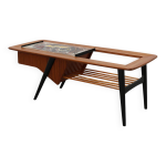 Table basse modle 210, bois de teck et cramique, par alfred hendrickx, belform