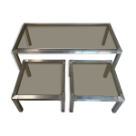 Table basse acier brossé design années 70 et gigognes Table basse acier brossé design années 70 et gigognes