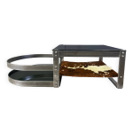 Table basse en acier et cuir de vache de willy rizzo, ann�es 1970