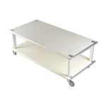 Table basse en acier laqu�  cr�me , double plateaux, france, circa 1970