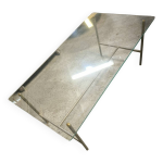 Table basse acier et verre vers 1950 / 60
