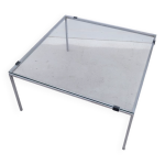 Table basse de alain richard pour meuble tv en verre et métal, france 1950 Table basse de alain richard pour meuble tv en verre et métal, france 1950