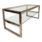 Table basse des annes 80 a double plateau mtal chrom