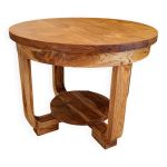 Table basse d'appoint ronde bois massif style art déco Table basse d'appoint ronde bois massif style art déco