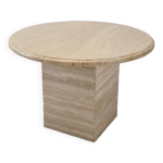 Table basse ou d'appoint ronde italienne en travertin, 1980s Table basse ou d'appoint ronde italienne en travertin, 1980s