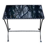 Table basse table d'appoint style jacques adnet en acier et verre