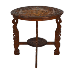 Table basse asiatique sculpte de dragons et de paons, indonsie, dbut xxe