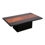 Table basse bar dissimule, laque brillante et placage en loupe, vers 1980