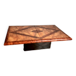 Table basse bar en loupe d'orme 1970