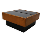 Table basse / bar vintage en cuir cognac par de sede, années 1960 / 70 Table basse / bar vintage en cuir cognac par de sede, années 1960 / 70