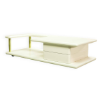 Table basse blanche brillante de forme libre, design italien, avec touches de laiton, années 70 Table basse blanche brillante de forme libre, design italien, avec touches de laiton, années 70