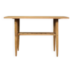 Table basse en bois de cerisier avec �tag�re vintage midcentury modern scandinavian