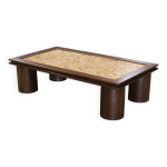 Table basse bois & loupe d'orme vintage 70 / 80