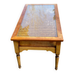 Table basse en bois massif canne louis xvi 100x55cm