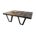 Table basse bois et mtal de style industriel