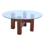 Table basse en bois et plateau verre de 80cm Table basse en bois et plateau verre de 80cm