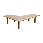 Table basse boomerang, marbre fossile annes 70