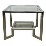 Table basse / bout de canapé chromé et verre Table basse / bout de canapé chromé et verre