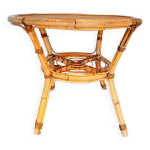 Table basse / bout de canap� en rotin, vers 1950