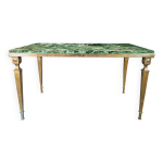 Table basse en bronze dor et marbre vert des alpes