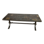 Table basse brutaliste en ardoises, 1960