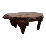 Table basse brutaliste en loupe d'orme Table basse brutaliste en loupe d'orme