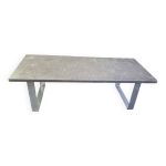 Table basse brutaliste métal chromé et ardoise studio draenert 1970 allemagne Table basse brutaliste métal chromé et ardoise studio draenert 1970 allemagne