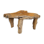 Table basse brutaliste en teck