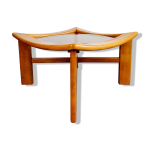 Table basse carre en bois et verre fum