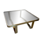 Table basse carrée en chrome, 1970s Table basse carrée en chrome, 1970s