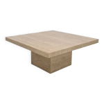 Table basse carr�e italienne en travertin, 1980s