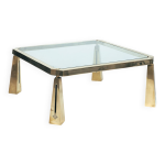 Table basse carr�e en laiton et verre peter ghyczy, pays - bas