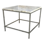 Table basse carr�e marbre et inox - design 1980