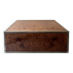 Table basse carr�e m�tal & loupe d'orme dans le style de willy rizzo, 1970