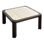 Table basse carr�e en travertin et m�tal par bc design