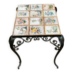 Table basse en cramique 1960 acier noir et beige