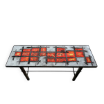 Table basse en cramique maille et mtal laqu, france annes 70