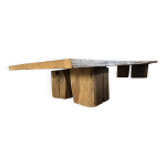 Table basse chne massif sur plots en chne massif