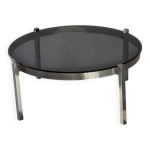 Table basse, chrome et verre fum�, 1970