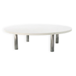 Table basse chrome et bois 1970
